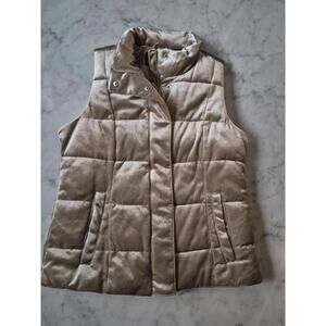 Lands End Puffer Vest Gold Velvet Shimmer Minimal Capsule M 10-12